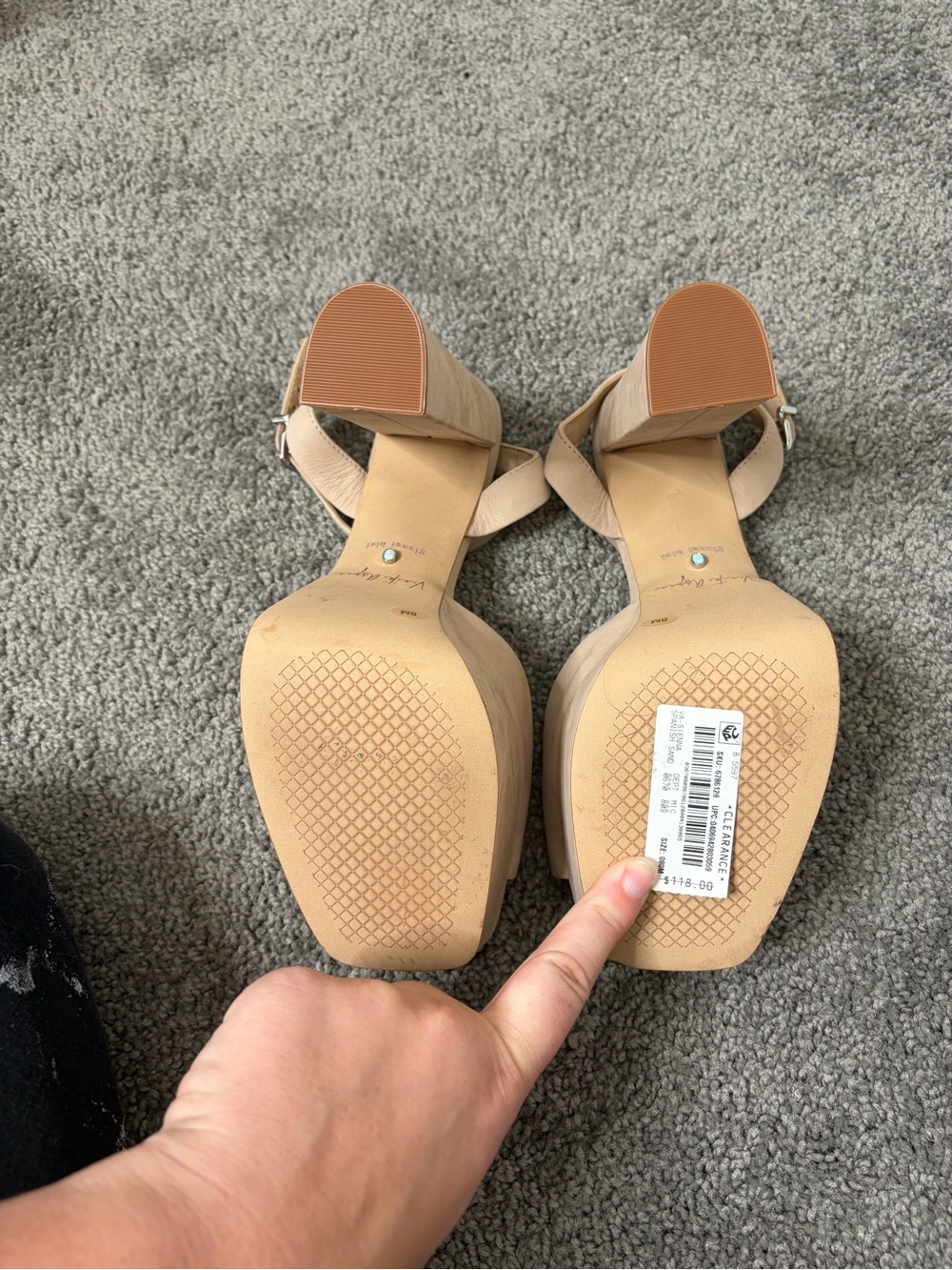 Gianni Bini Beige Platform Block Heel Sandals - Picture 3 of 8